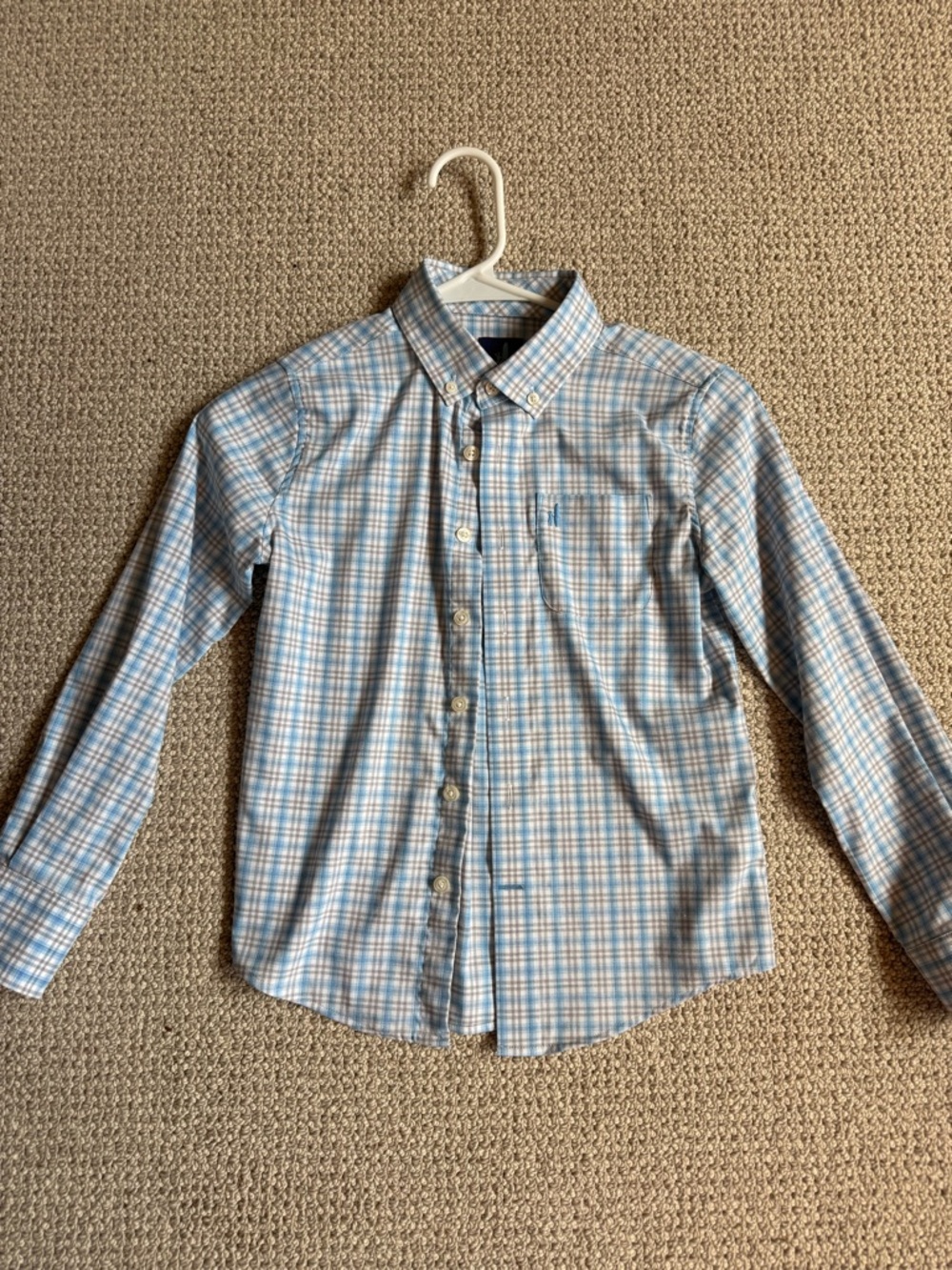 Boys Johnnie-O plaid Button-Down Shirt - Light Blue & Tan